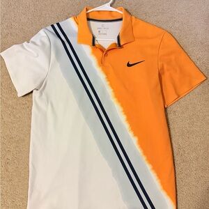 Nike Men's Orange and White Polo Shirt